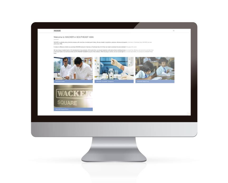 WACKER Southeast Asia Seite Screenshot der WACKER Southeast Asia Seite