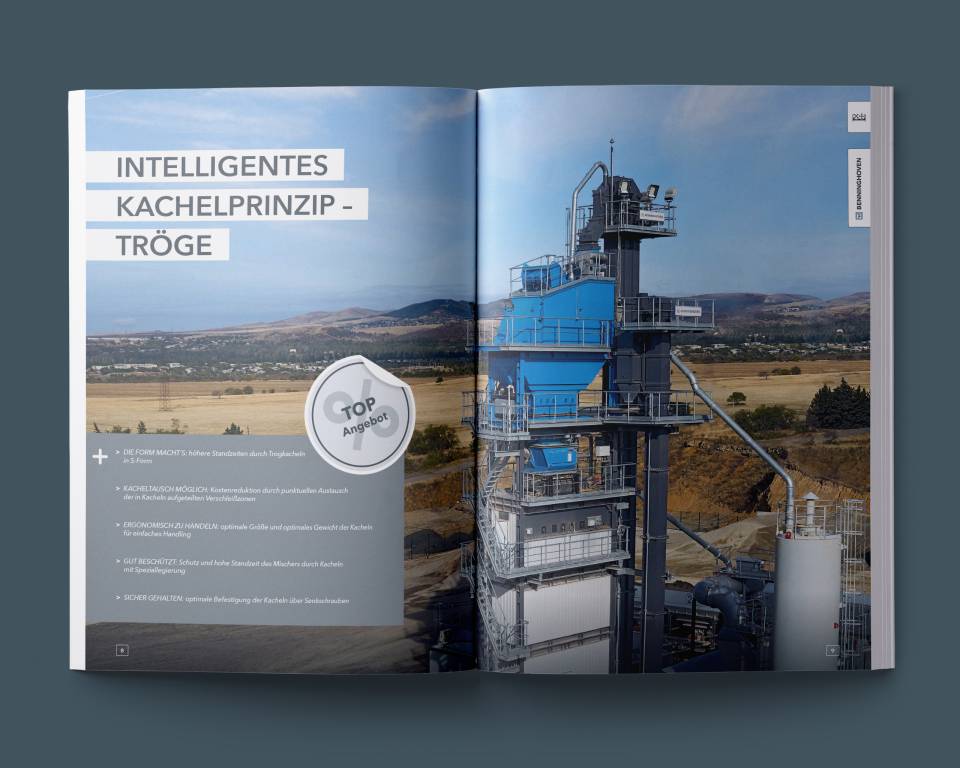 Aktionsflyer für Ersatzteile aufgeschlagener Aktionsflyer für Ersatzteile der Wirtgen Group